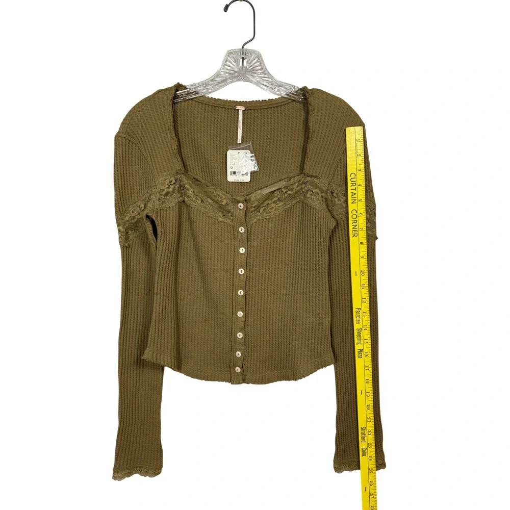 NWT Free People Let's Party Cardi, Gothic Olive, Fitted Cardigan, Lace, Size XS